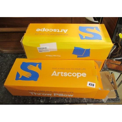 428 - THREE BOXES OF ARTSCOPE PILLOWS