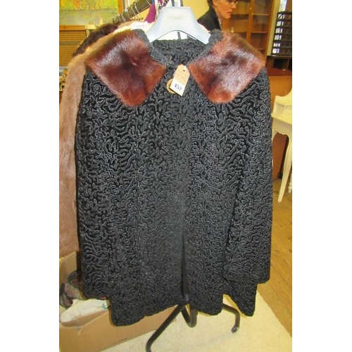 452 - ASTRA FURS OF PARIS LADIES ASTRAKHAN COAT WITH MINK COLLAR