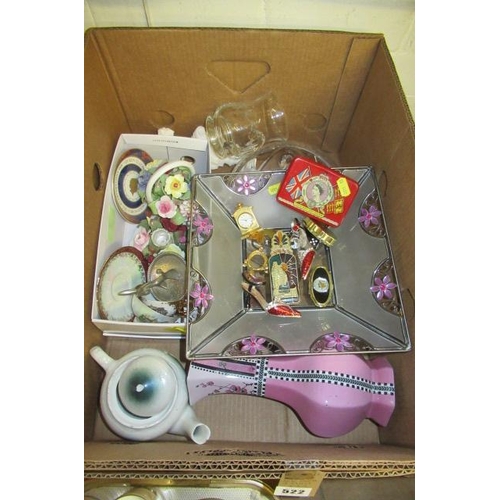 522 - BOX OF MIXED CHINA AND GLASS ETC