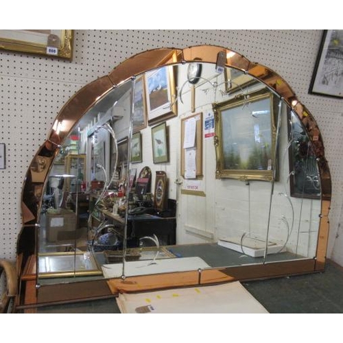 LARGE ART DECO OVER MANTLE MIRROR