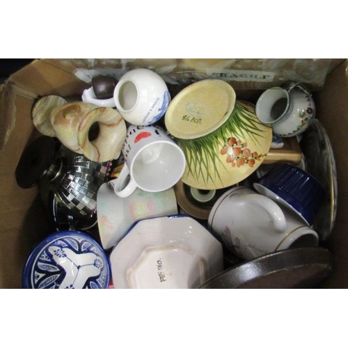 67 - BOX OF CERAMICS AND GLASS ETC