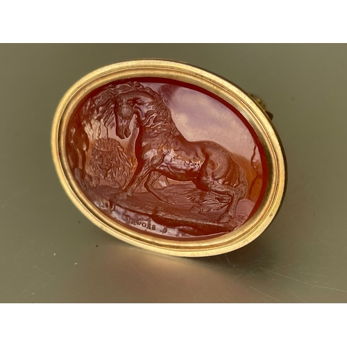 111 - CHARLES BROWN (1749-1795) AFTER GEORGE STUBBS (1724-1806), a cornelian oval seal, intaglio carved wi... 