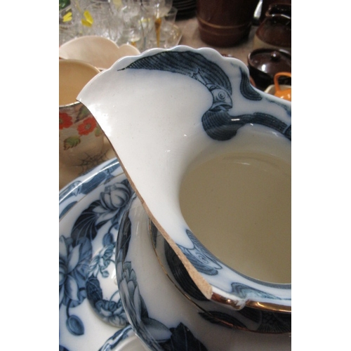 95 - BLUE AND WHITE WASH JUG AND BOWL