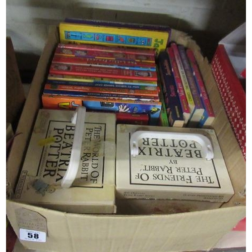 58 - BOX OF CHILDRENS BOOKS INCLUDING BEATRIX POTTER SETS