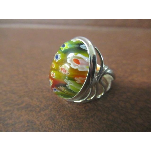 193 - SILVER AND MILLEFIORI RING