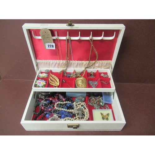 228 - JEWELLERY BOX AND CONTENTS