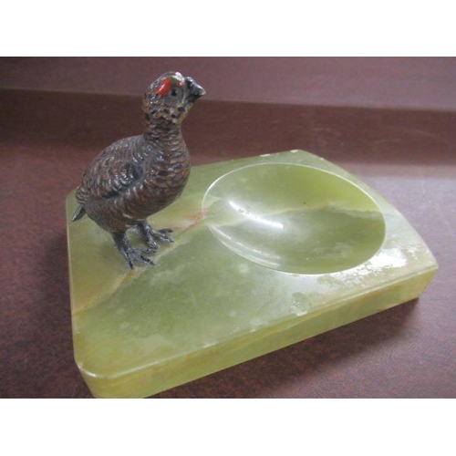 317 - ONYX ASHTRAY WITH COLD PAINTED GROUSE