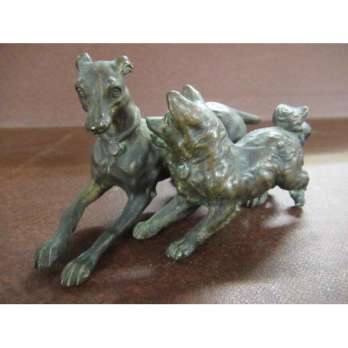 320 - BRONZE DOGS SCULPTURE