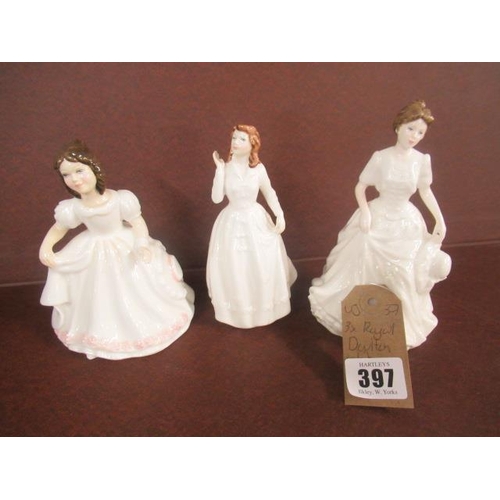 397 - THREE ROYAL DOULTON WHITE DRESS LADIES