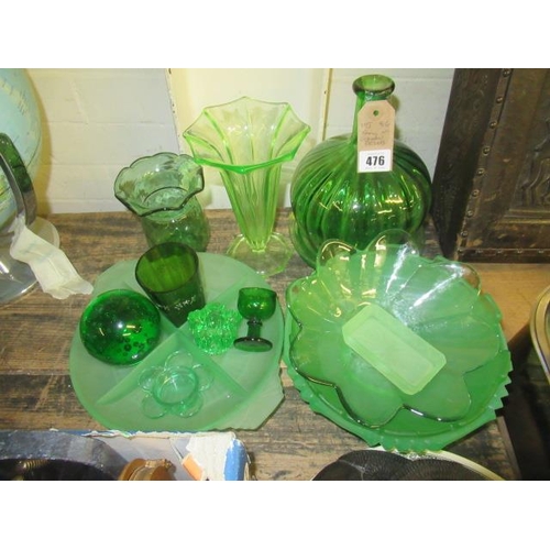 476 - QUANTITY OF GREEN GLASS