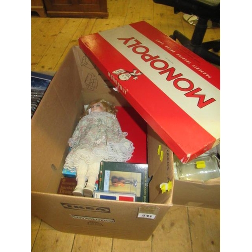 547 - BOX OF BOARD GAMES ETC