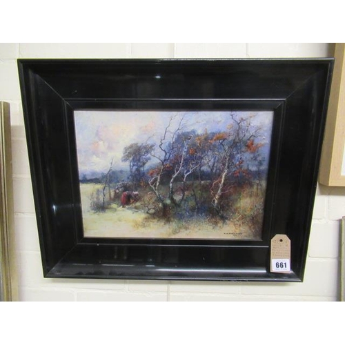 661 - WILLIAM H PARKINSON OIL ON CANVAS IN EBONISED FRAME DATED 1916