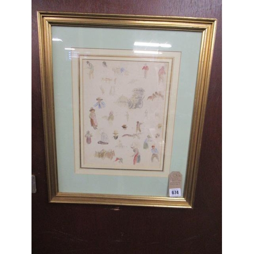 674 - FRAMED ROBERT HILL WATERCOLOUR SKETCHES