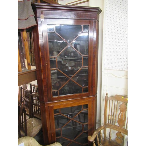 764 - 19TH CENTURY MAHOGANY STANDING CORNER CUPBOARD