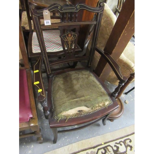 771 - EDWARDIAN ELBOW CHAIR