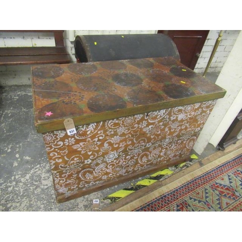 937 - LARGE WOODEN PAINTED PINE CHEST