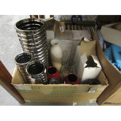 102 - BOX OF MISCELLANEOUS VASES