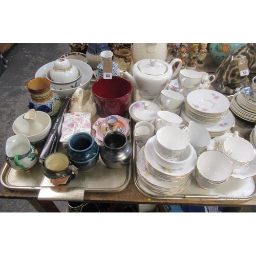 63 - TWO TRAYS OF MIXED CERAMICS