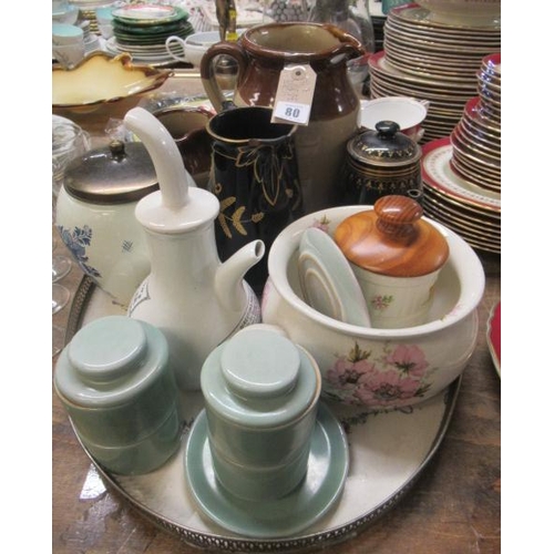 80 - TRAY OF JUGS ETC