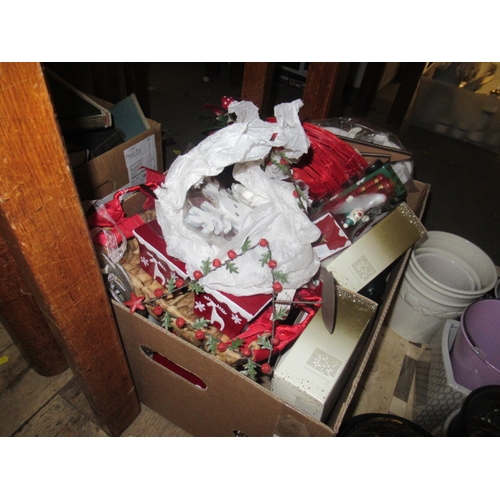 116 - BOX OF CHRISTMAS ORNAMENTS AND CANDLES ETC