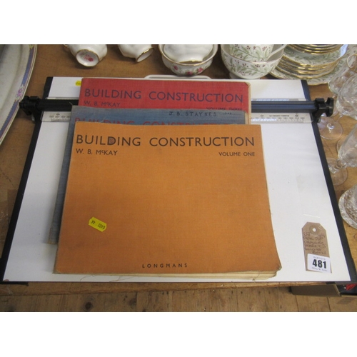 481 - DESKTOP DRAWING BOARD AND THREE VOLUMES CONSTRUCTION BOOKS