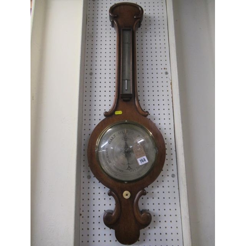 753 - ANTIQUE BAROMETER   H ASHTON STOKE ON TRENT