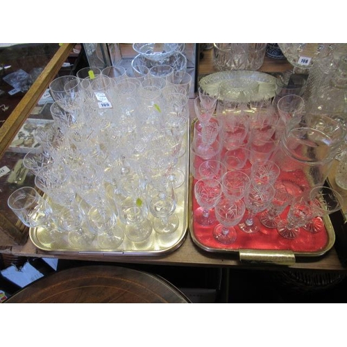 109 - TWO TRAYS OF CUT GLASS ETC