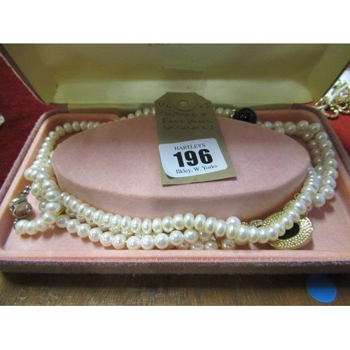 196 - CULTURED AND FAUX PEARL NECKLACES