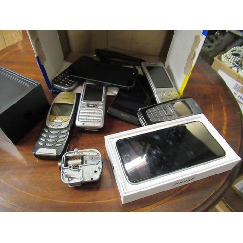 239 - BOX OF MOBILES INCLUDING IPHONE S