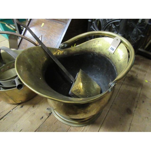 248 - BRASS COAL BUCKET AND PAN