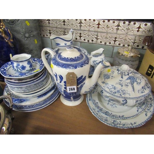 268 - QUANTITY OF MISCELLANEOUS BLUE AND WHITE CHINA ETC