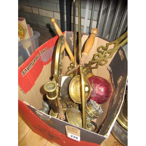 279 - BOX OF BRASSWARE