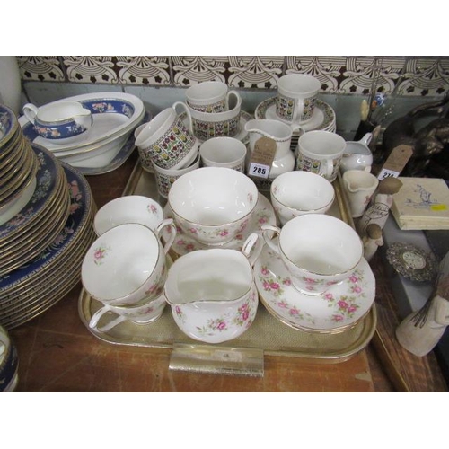 285 - TRAY OF ROYAL DOULTON AND DUCHESS CHINA