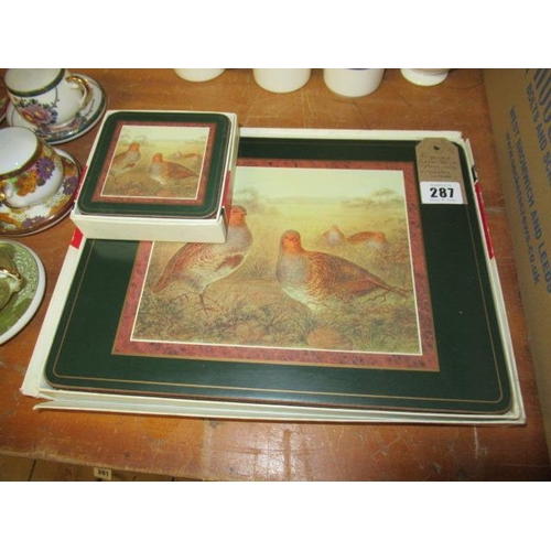 287 - BOXED PIMPERNEL GAME BIRD PLACE MATS AND COASTERS