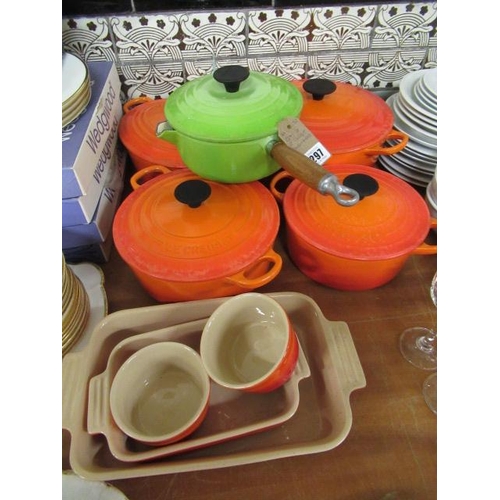 297 - QUANTITY OF LE CRUESET PANS AND DISHES