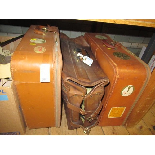 300 - TWO VINTAGE SUITCASES AND A HOLDALL