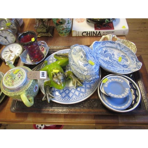 346 - TRAY OF SPODE AND OTHER CERAMICS