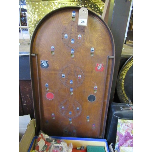 35 - BAGATELLE BOARD AND MARBLES