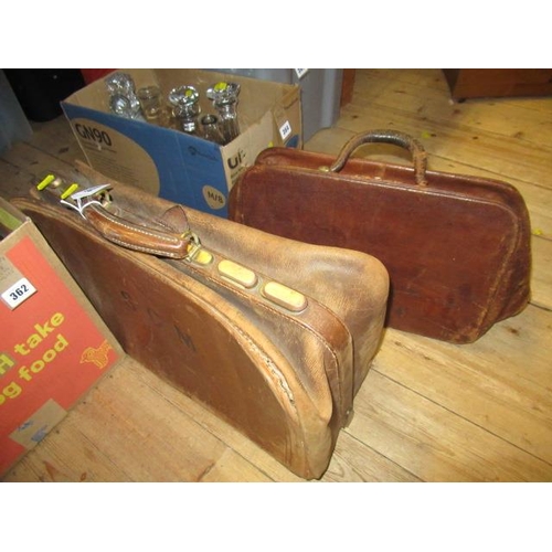 363 - TWO VINTAGE LEATHER DOCTORS BAGS