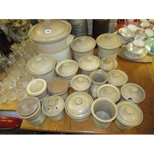 379 - LARGE QUANTITY OF MATCHING CERAMIC JARS