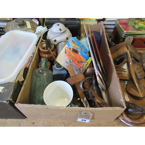 40 - BOX OF COLLECTABLES INCLUDING COFFEE BEAN SPOONS ETC