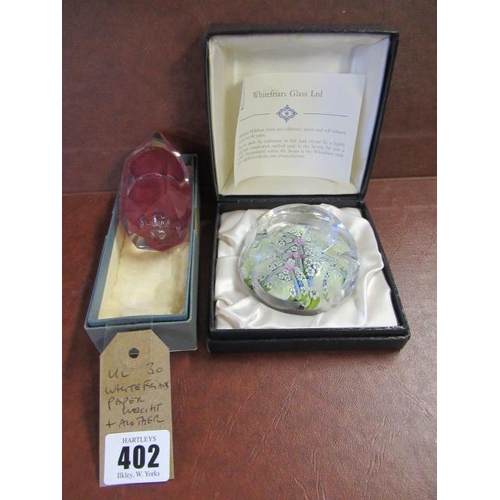 402 - WHITEFRIARS PAPERWEIGHT AND ANOTHER