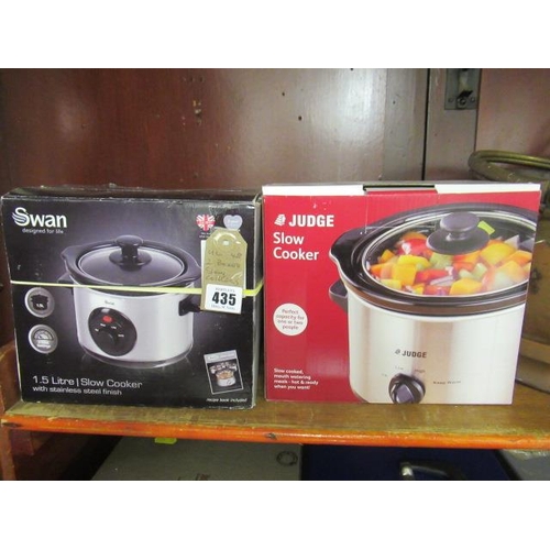 435 - TWO BOXED SLOW COOKERS