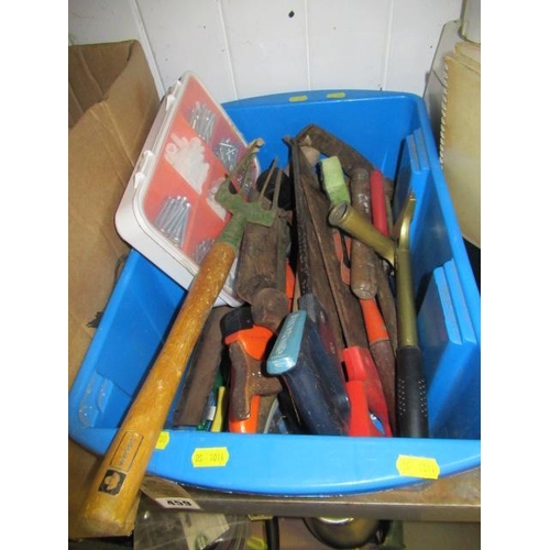 459 - BOX OF MISCELLANEOUS TOOLS ETC