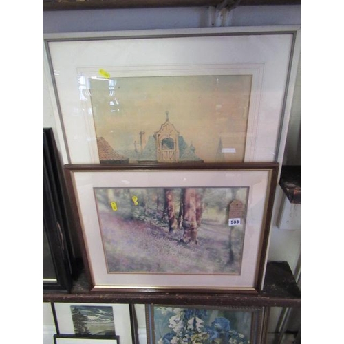 533 - E.C.MARNIE EUROPEAN MARKET SCENE WATERCOLOUR AND LIMITED EDITION PHOTOGRAPH