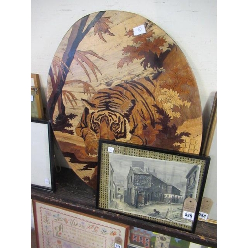 539 - MARQUETRY TIGER PICTURE AND ANOTHER