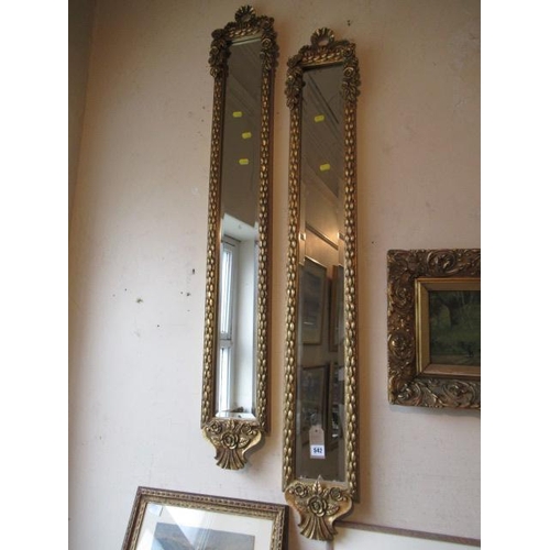 542 - TWO LONG GILT FRAMED  MIRRORS