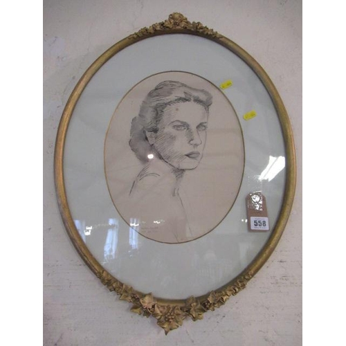 558 - SIGNED OVAL PORTRAIT DATED 1950