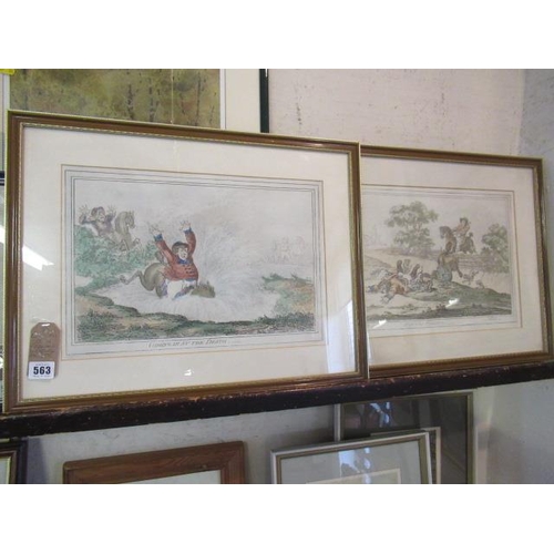 563 - SET OF FOUR FRAMED HUNTING PRINTS