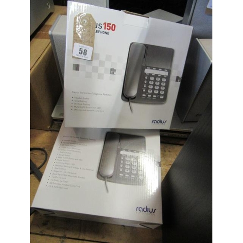 58 - TWO NEW RADIUS 150 CORDED TELEPHONES